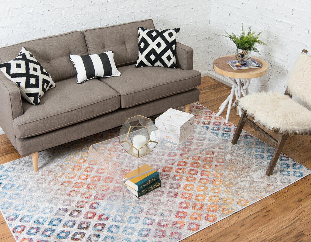 Devan - Rainbow Square-Pattern Rug