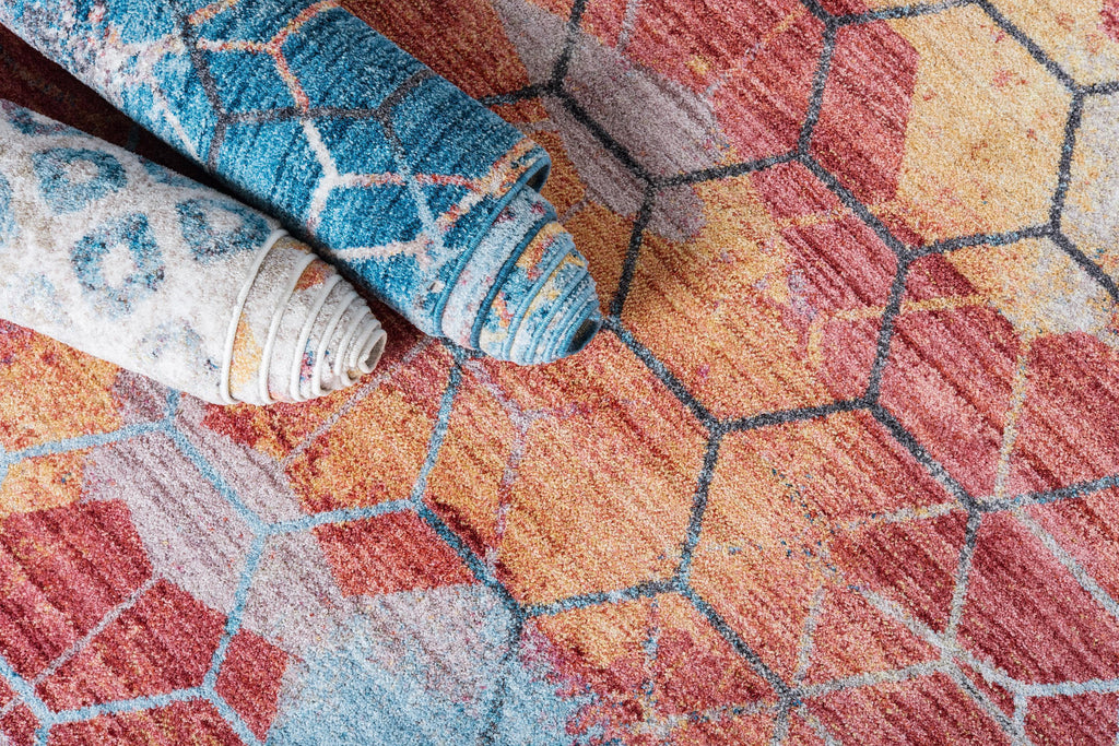 Devan - Rainbow Square-Pattern Rug