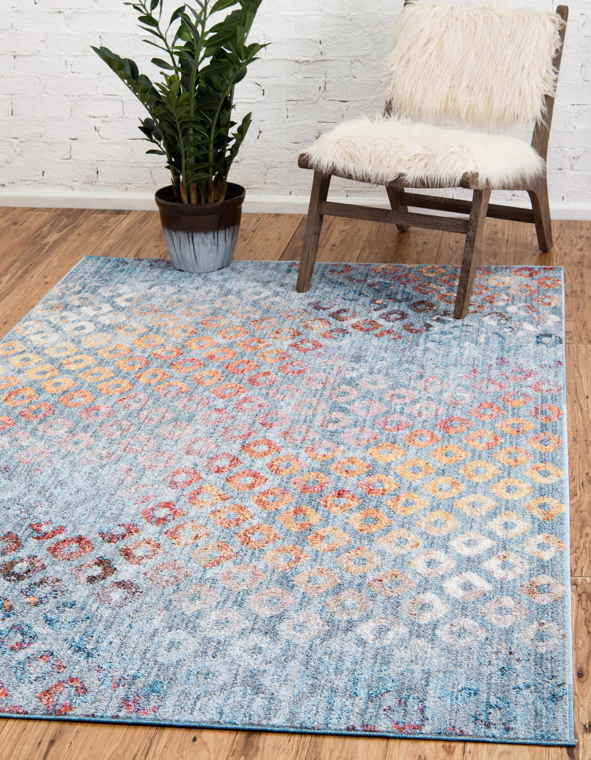 Devan - Rainbow Square-Pattern Rug
