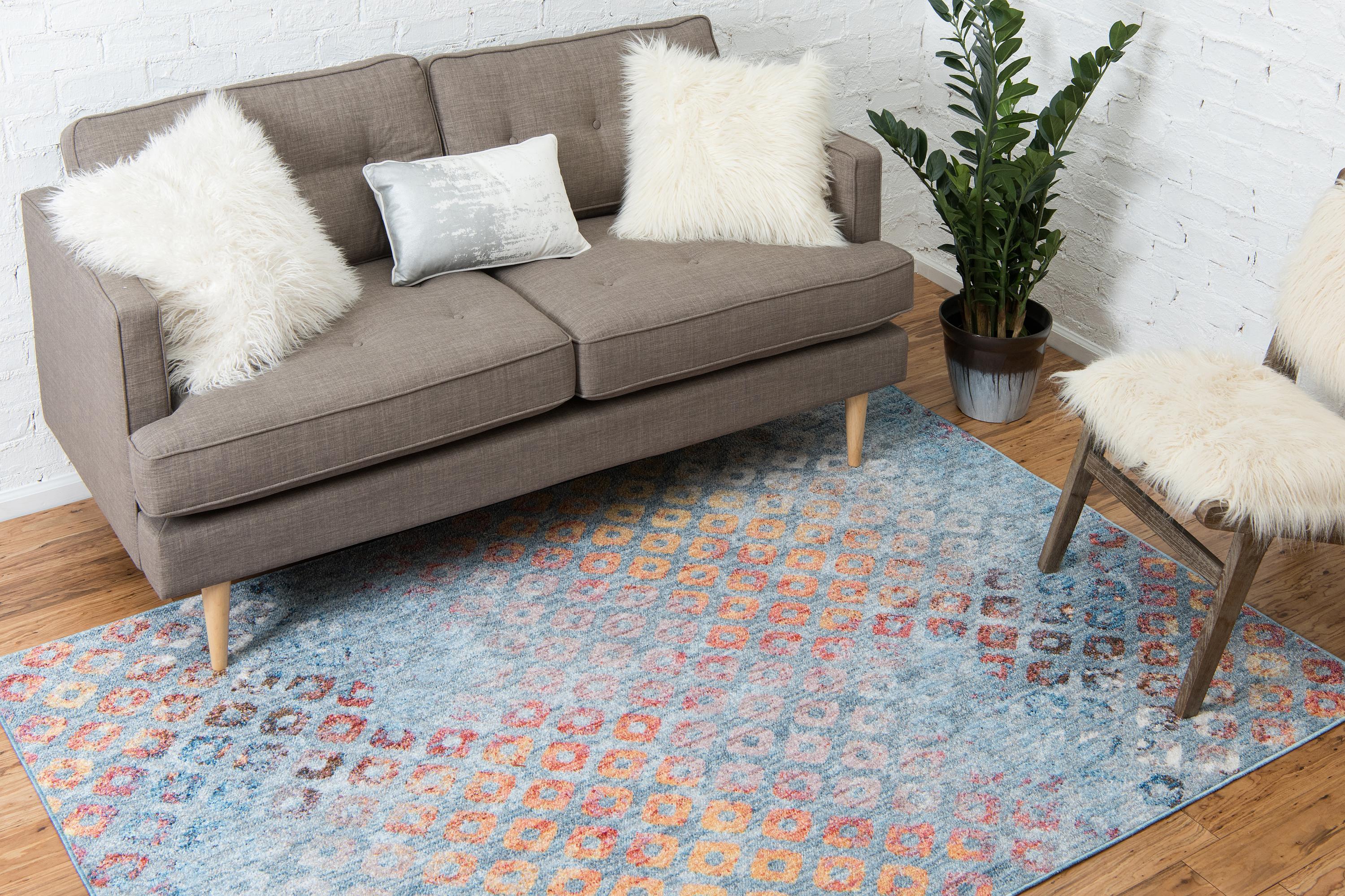 Devan - Rainbow Square-Pattern Rug