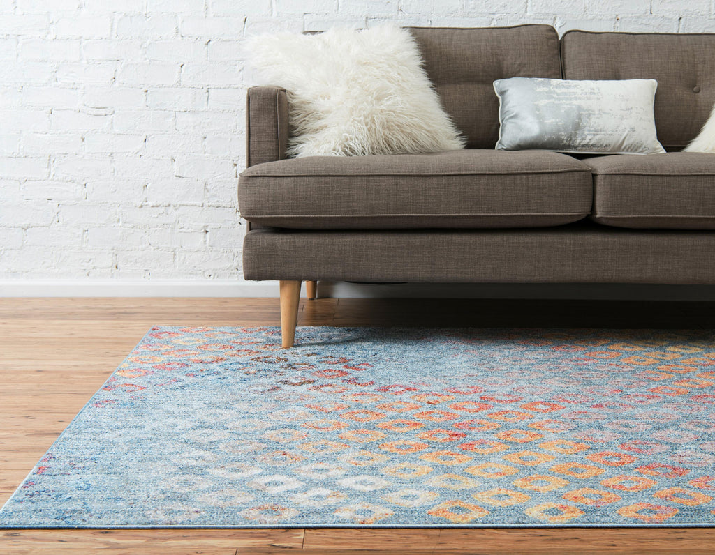 Devan - Rainbow Square-Pattern Rug
