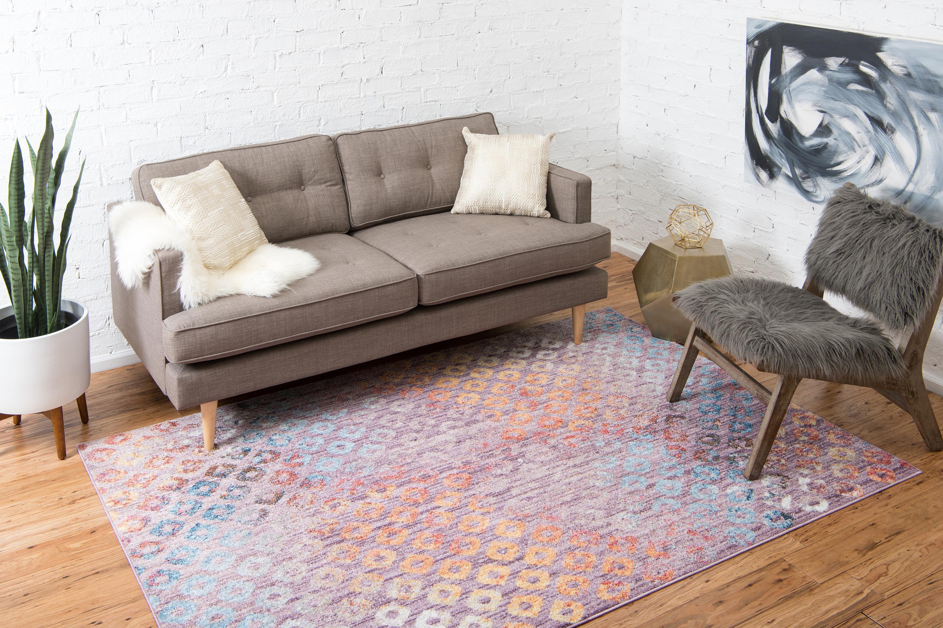 Devan - Rainbow Square-Pattern Rug