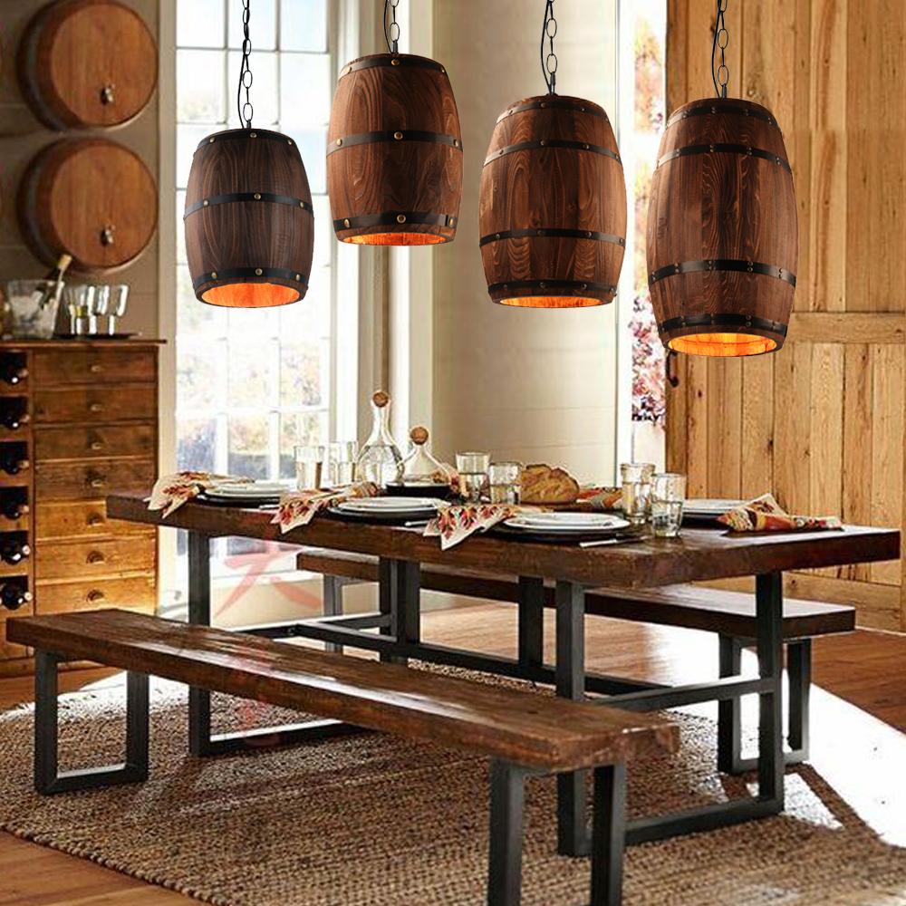 Erato - Hanging Wooden Wine Barrel Lamp