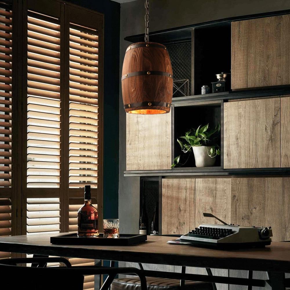 Erato - Hanging Wooden Wine Barrel Lamp
