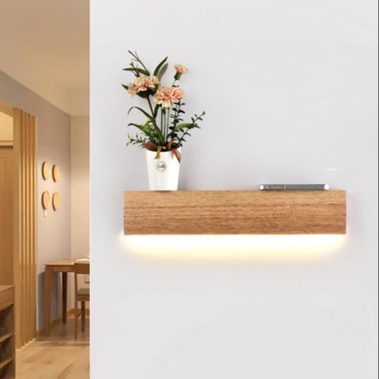 Eliana - Modern Oak Wood Shelf & Lamp