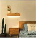 Eliana - Modern Oak Wood Shelf & Lamp
