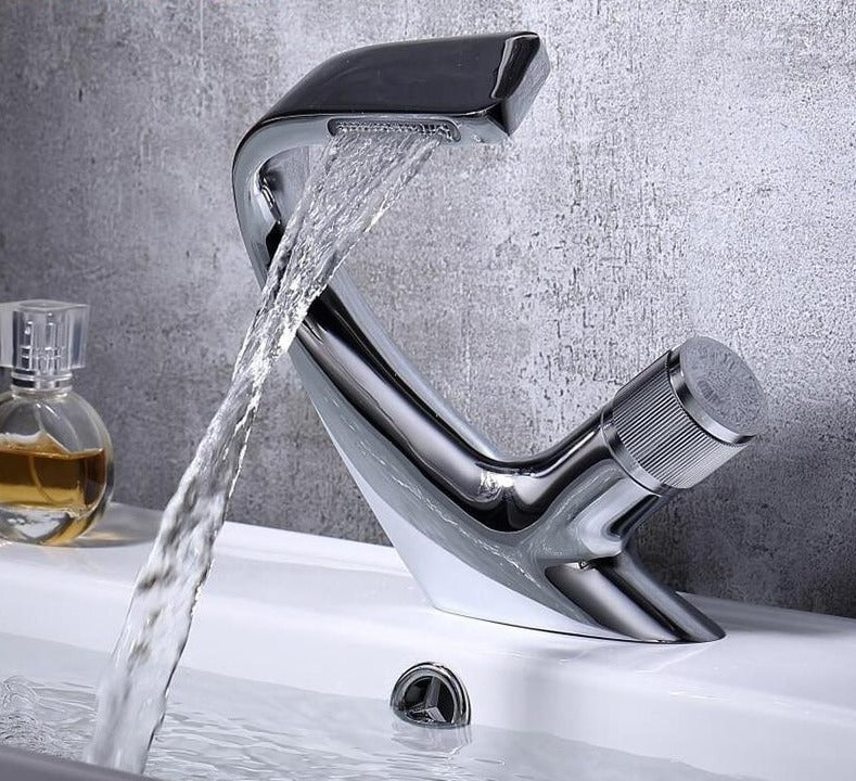 Annetta - Modern Chrome Solid-Brass Waterfall Bathroom Faucet