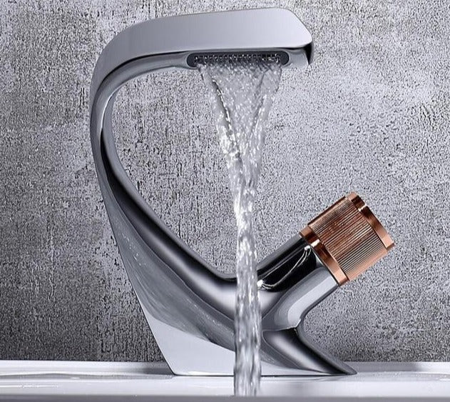 Annetta - Modern Chrome Solid-Brass Waterfall Bathroom Faucet