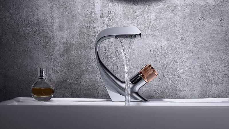 Annetta - Modern Chrome Solid-Brass Waterfall Bathroom Faucet
