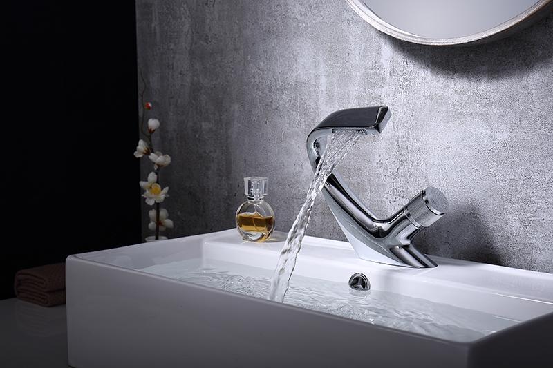 Annetta - Modern Chrome Solid-Brass Waterfall Bathroom Faucet