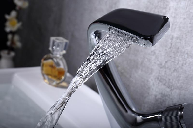 Annetta - Modern Chrome Solid-Brass Waterfall Bathroom Faucet