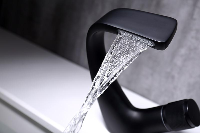 Annetta - Modern Chrome Solid-Brass Waterfall Bathroom Faucet
