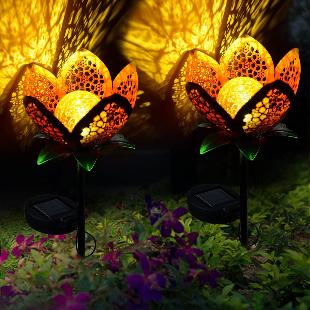 Solar Openwork Flower Garden Path Light