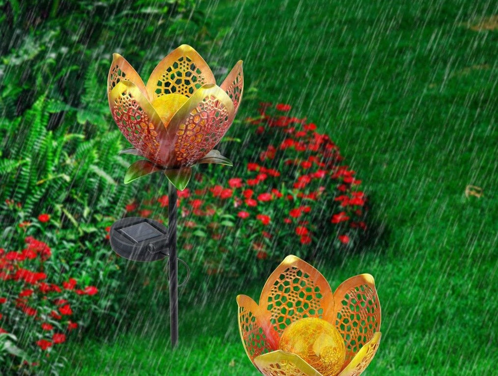 Solar Openwork Flower Garden Path Light