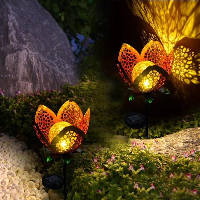 Solar Openwork Flower Garden Path Light