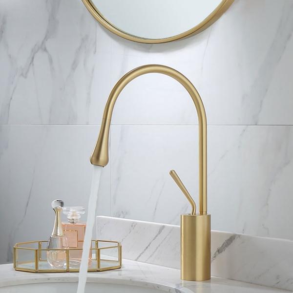 Raffeto - Brass Gooseneck Bathroom Faucet