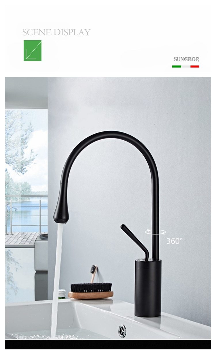 Raffeto - Brass Gooseneck Bathroom Faucet