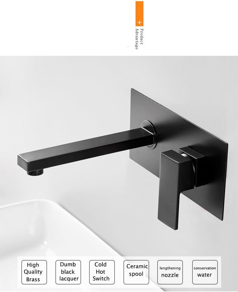Odell - Luxurious Matte Black Wall Faucet for Bathroom