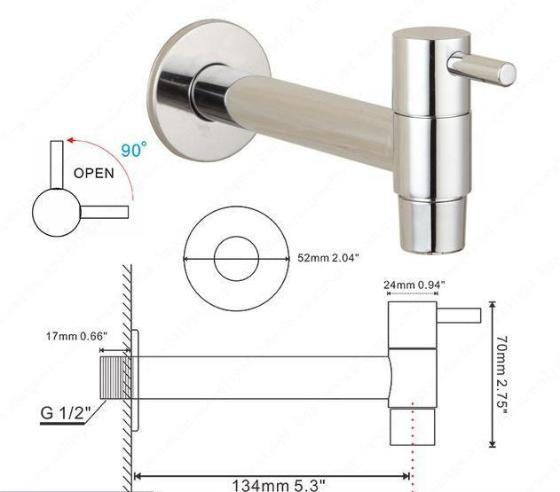 Linus - Chrome Wall-Mounted Bathroom Faucet