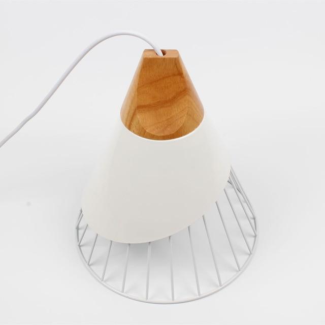 Wooden-Base Iron-Cage Nordic Hanging Lamp