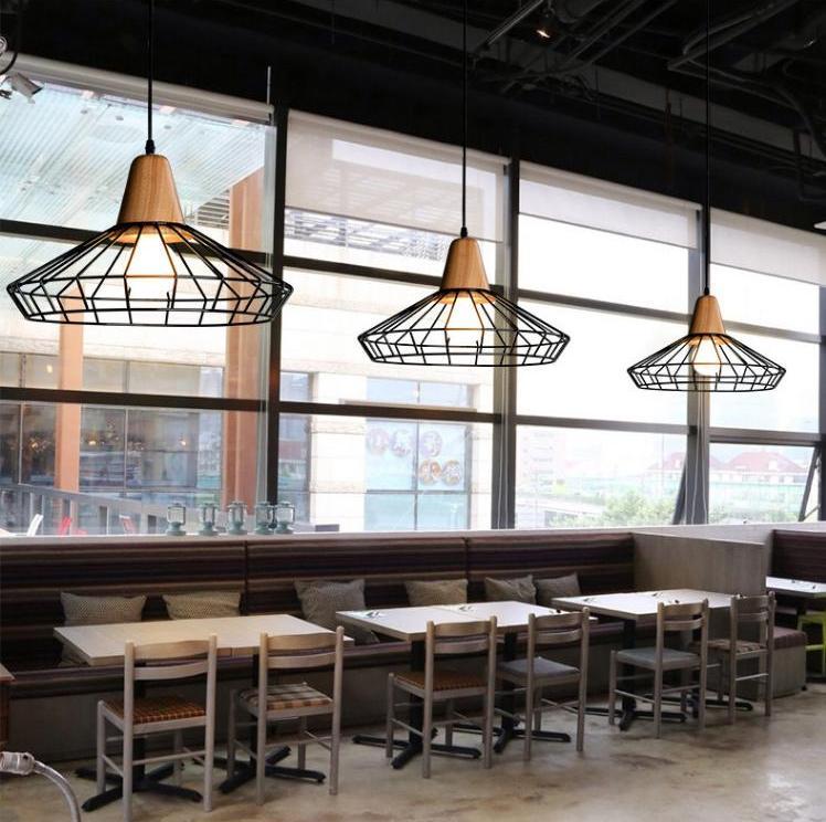 Modern Nordic Wrought-Iron Cage Hanging Lamp