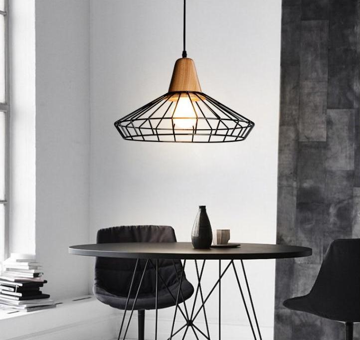 Modern Nordic Wrought-Iron Cage Hanging Lamp