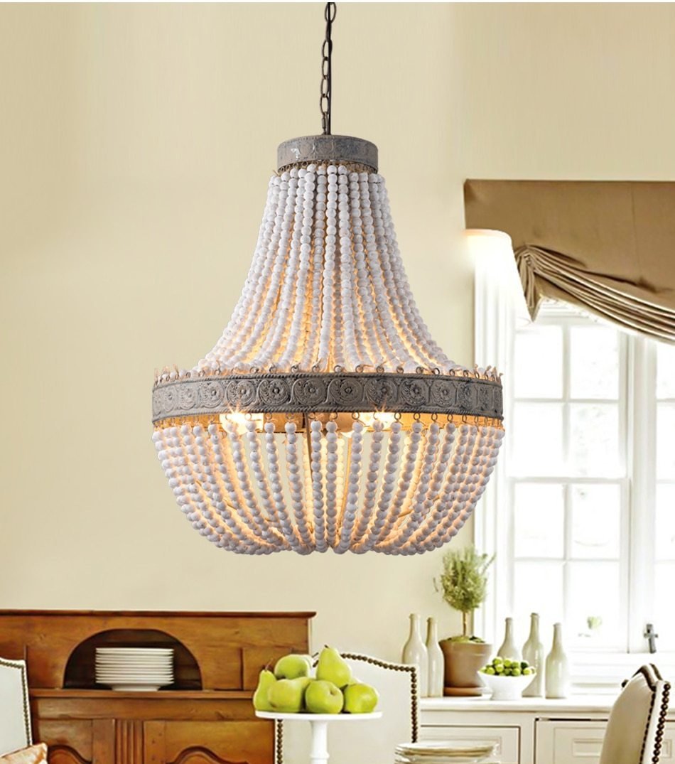Metis - Vintage Wooden Bead Chandelier
