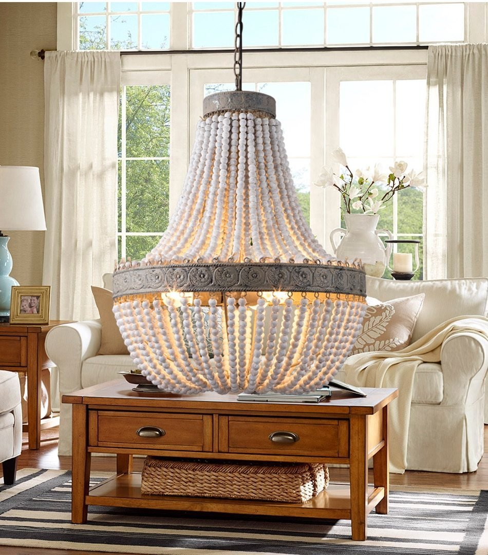 Metis - Vintage Wooden Bead Chandelier