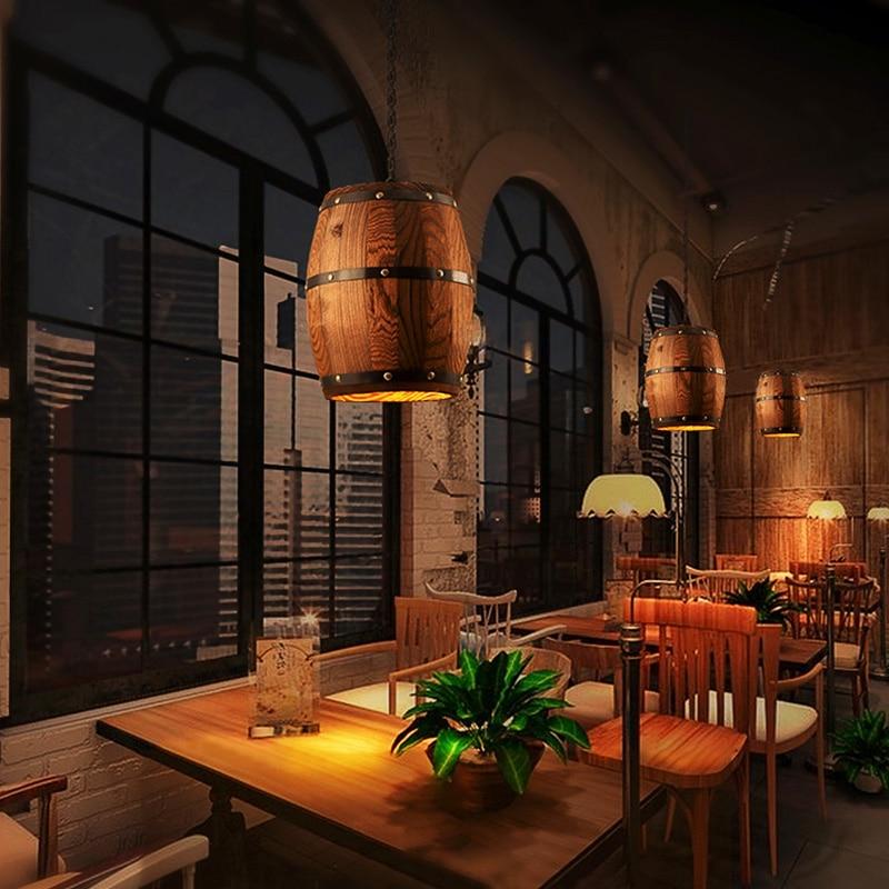 Erato - Hanging Wooden Wine Barrel Lamp