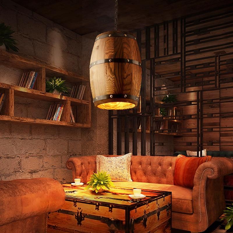 Erato - Hanging Wooden Wine Barrel Lamp