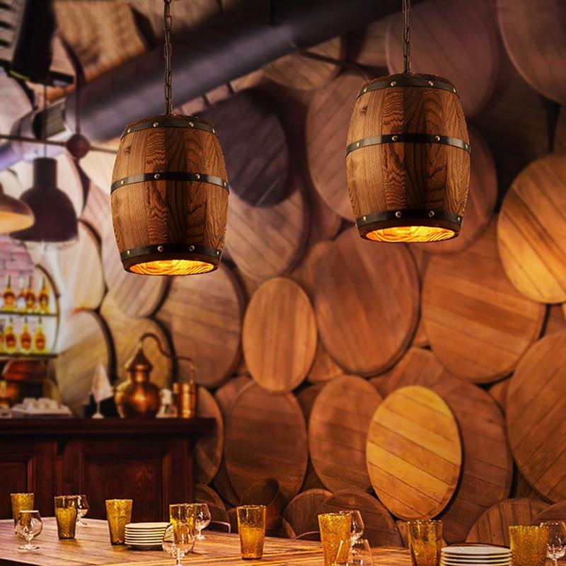Erato - Hanging Wooden Wine Barrel Lamp