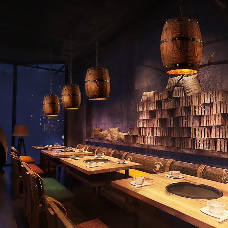 Erato - Hanging Wooden Wine Barrel Lamp