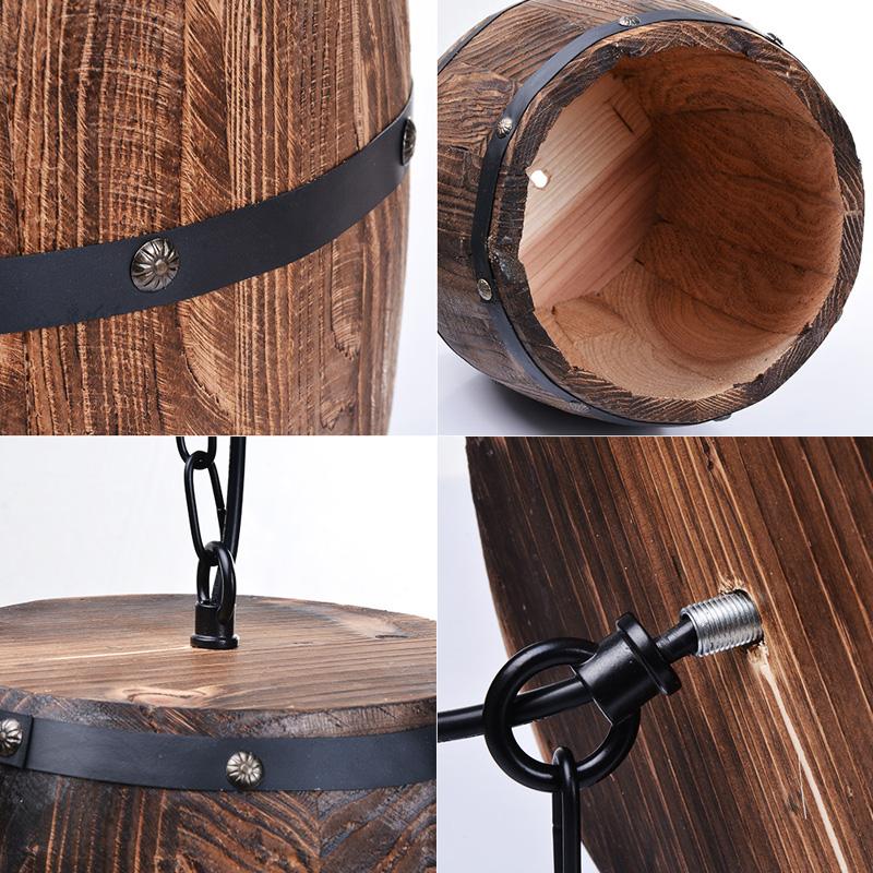 Erato - Hanging Wooden Wine Barrel Lamp