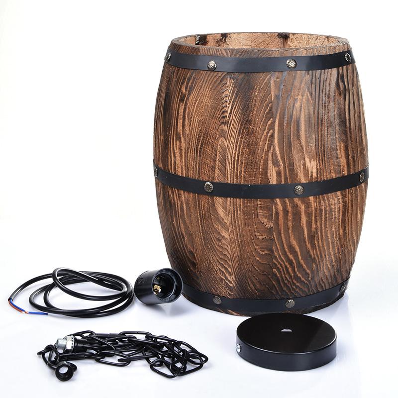 Erato - Hanging Wooden Wine Barrel Lamp